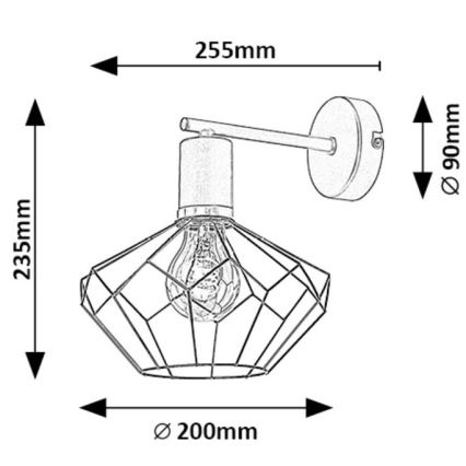 Rabalux - Seinävalaisin 1xE27/40W/230V halkaisija 20 cm musta