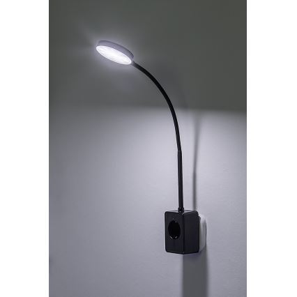 Rabalux - himmennettävä LED-seinävalaisin LED/4W/230V, USB-portilla pistorasiaan, musta