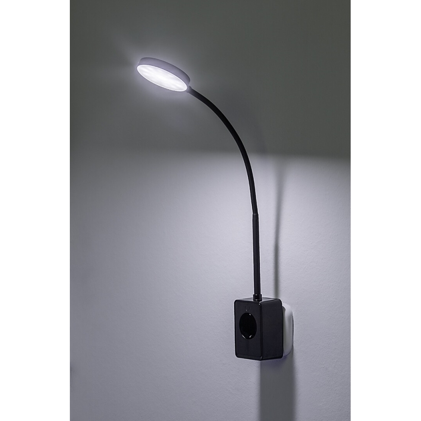 Rabalux - himmennettävä LED-seinävalaisin LED/4W/230V, USB-portilla pistorasiaan, musta