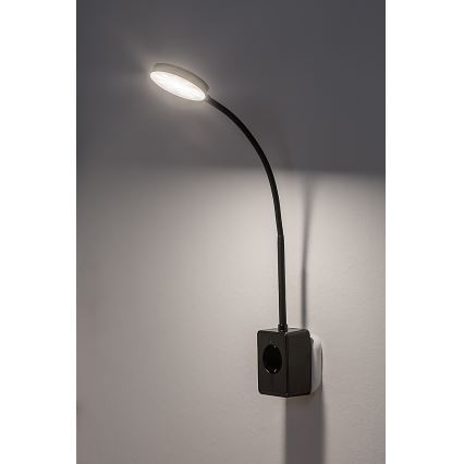 Rabalux - himmennettävä LED-seinävalaisin LED/4W/230V, USB-portilla pistorasiaan, musta