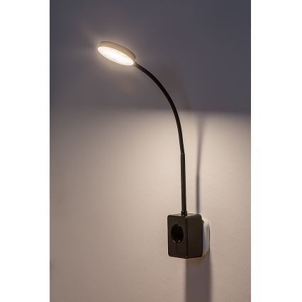 Rabalux - himmennettävä LED-seinävalaisin LED/4W/230V, USB-portilla pistorasiaan, musta
