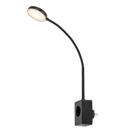 Rabalux - himmennettävä LED-seinävalaisin LED/4W/230V, USB-portilla pistorasiaan, musta