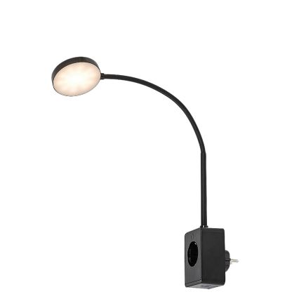 Rabalux - himmennettävä LED-seinävalaisin LED/4W/230V, USB-portilla pistorasiaan, musta