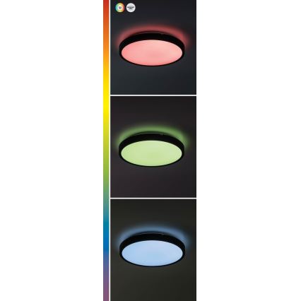 Rabalux - LED RGB Himmennettävä kylpyhuoneen kattovalaisin LED/36W/230V 3000-6000K Wi-Fi Tuya IP44 halkaisija 42 cm musta + kauko-ohjaus