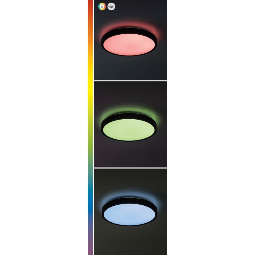 Rabalux - LED RGB Himmennettävä kylpyhuoneen kattovalaisin LED/36W/230V 3000-6000K Wi-Fi Tuya IP44 halkaisija 42 cm musta + kauko-ohjaus