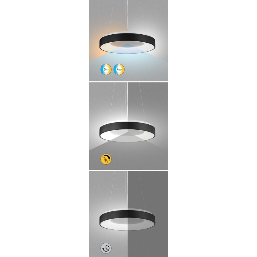 Rabalux - Himmennettävä LED-kattokruunu johdossa LED/38W/230V 3000-6500K musta + kauko-ohjaus