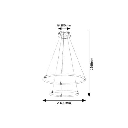 Rabalux - Himmennettävä LED-kattokruunu johdossa LED/55W/230V + kauko-ohjaus