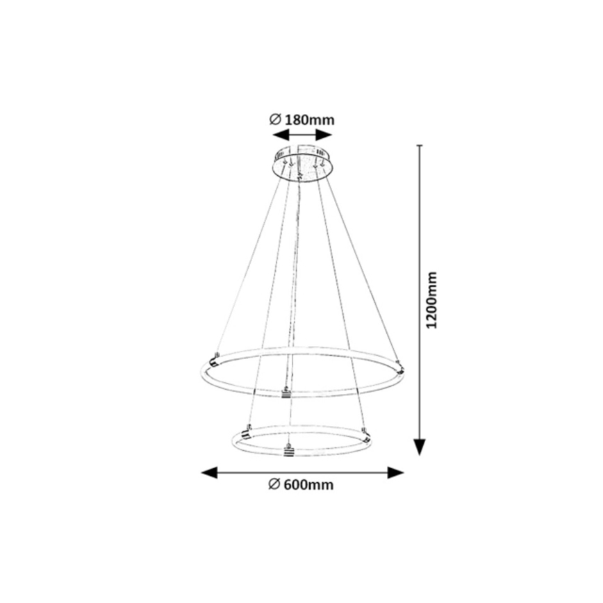 Rabalux - Himmennettävä LED-kattokruunu johdossa LED/55W/230V + kauko-ohjaus