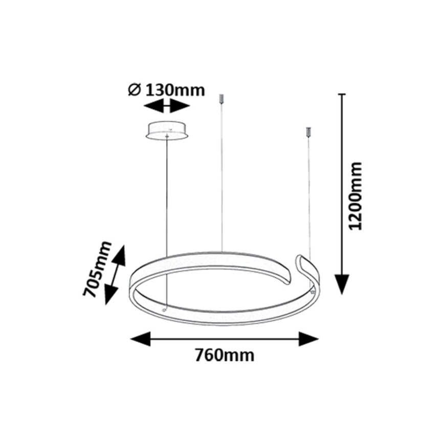 Rabalux - LED-kattokruunu johdossa LED/45W/230V 3000/4000/6500K