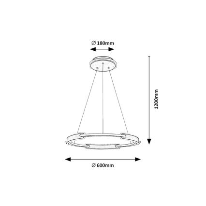 Rabalux - LED-kattokruunu johdossa LED/45W/230V 3000K/4000K