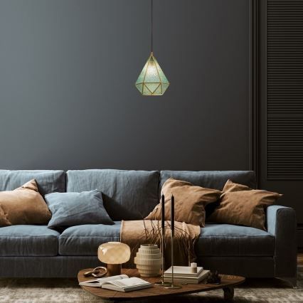 Rabalux - Tiffany värjätty lasi kattokruunu johdossa 1xE14/40W/230V sininen/kulta