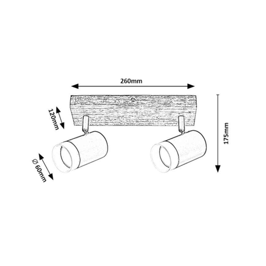 Rabalux - Katon kohdevalo 2xGU10/5W/230V tammi