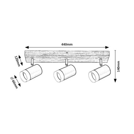 Rabalux - Katon kohdevalo 3xGU10/5W/230V tammi