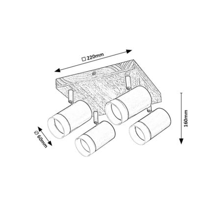 Rabalux - Katon kohdevalo 4xGU10/5W/230V tammi