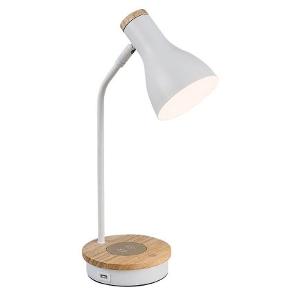 Rabalux - Himmennettävä kosketuspöytävalaisin langattomalla latauksella 1xE14/25W/230V kumipuu