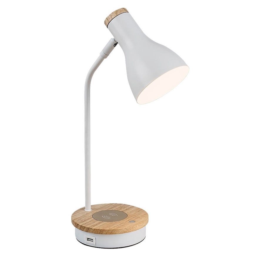 Rabalux - Himmennettävä kosketuspöytävalaisin langattomalla latauksella 1xE14/25W/230V kumipuu