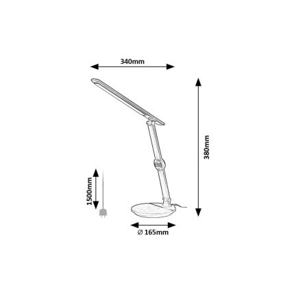 Rabalux - Himmennettävä LED-kosketuspöytävalaisin kanssa näyttö LED/9W/230V 3000/4000/6500K