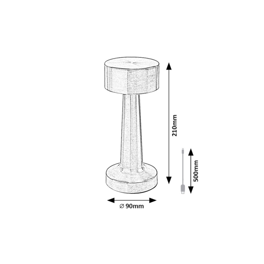 Rabalux - LED Ladattava kosketus pöytävalaisin LED/2,7W/5V 1200mAh 3000/4000/6000K kulta