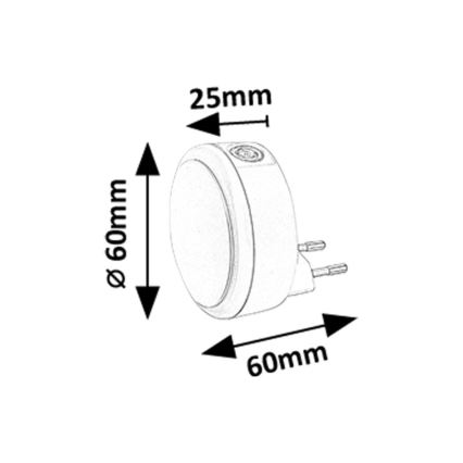 Rabalux - LED Pistorasia yövalo hämärätunnistimella LED/0,3W/230V 3000K