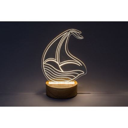 Rabalux - Lasten LED-pöytävalaisin LED/2W/5V 3000K boat pyökki