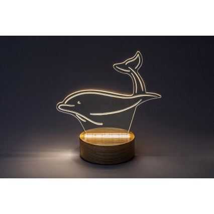 Rabalux - Lasten LED-pöytävalaisin LED/2W/5V 3000K dolphin pyökki