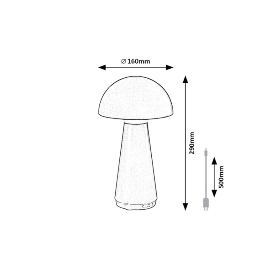 Rabalux - LED Ulkotila himmennettävä touch rechargeable pöytävalaisin LED/3W/5V 2000mAh IP44