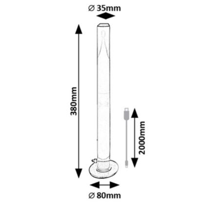 Rabalux - SETTI 2x LED RGB Himmennettävä pöytävalaisin PACO LED/5W/5V + kauko-ohjaus