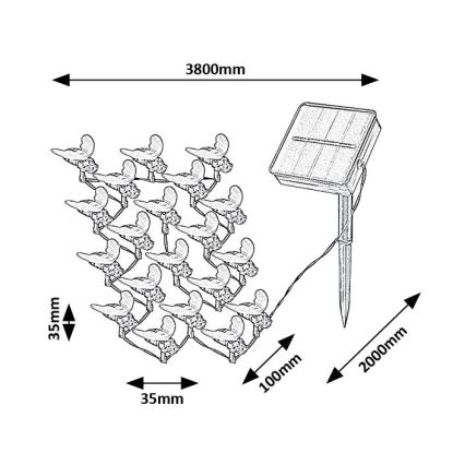 Rabalux - LED Aurinkokennoketju 20xLED/0,06W/1,2V IP44