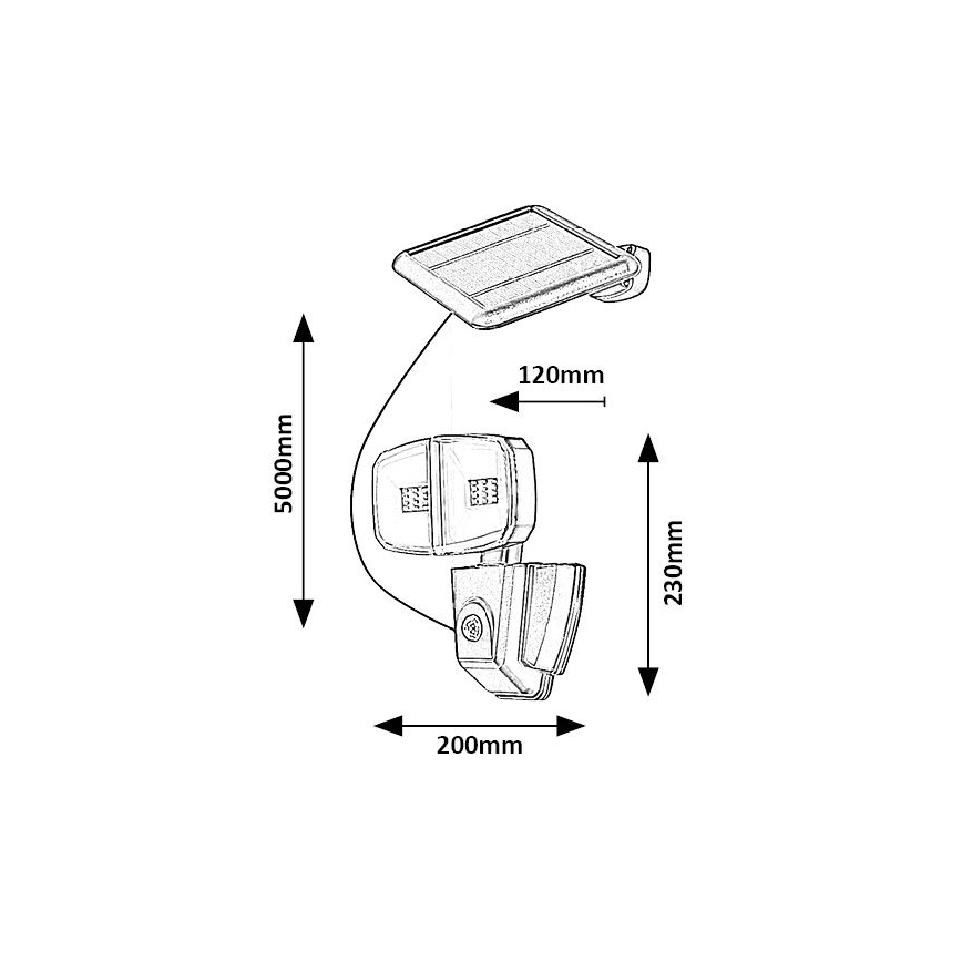 Rabalux - LED-aurinkovalonheitin anturilla LED/12W/3,7V IP44