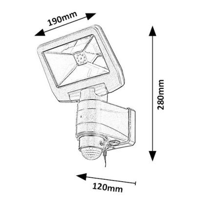 Rabalux - LED-aurinkovalonheitin sensorilla LED/5W/3,7V IP44