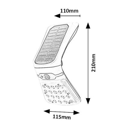 Rabalux - LED-himmennettävä aurinkovalo anturilla LED/4W/3,7V IP44