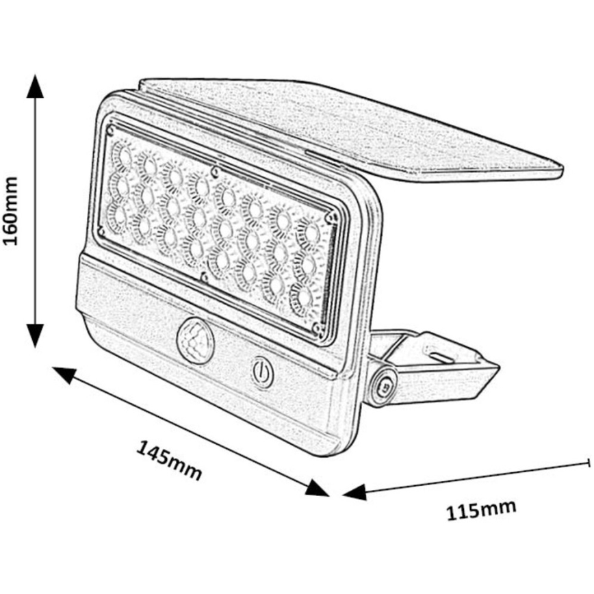 Rabalux - LED-seinäaurinkovalaisin anturilla LED/7W/3,7V IP54 musta 3000 mAh