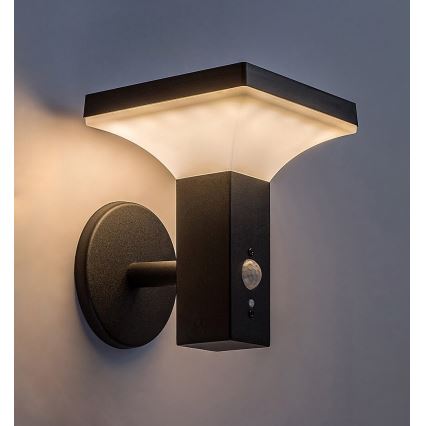 Rabalux - LED-seinäaurinkovalaisin anturilla LED/4W/230V IP44 musta
