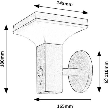 Rabalux - LED-seinäaurinkovalaisin anturilla LED/4W/230V IP44 musta