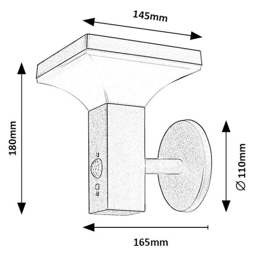 Rabalux - LED-seinäaurinkovalaisin anturilla LED/4W/230V IP44 musta
