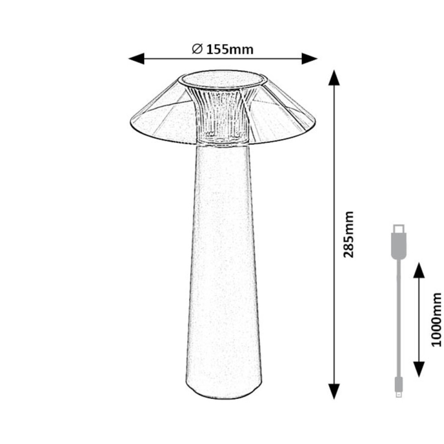 Rabalux - LED Himmennettävä ladattava kosketuspöytävalaisin LED/5W/5V IP44 musta