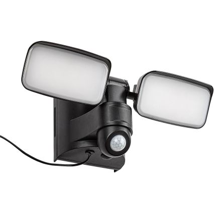 Rabalux - LED Solar seinä joustava kevyt anturilla ja ulkoinen paneeli 2xLED/5W/3,7V IP54 musta