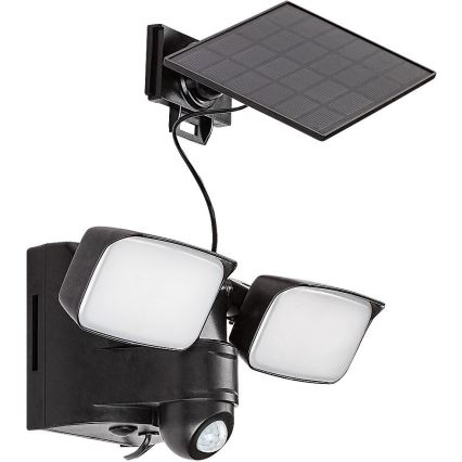 Rabalux - LED Solar seinä joustava kevyt anturilla ja ulkoinen paneeli 2xLED/5W/3,7V IP54 musta