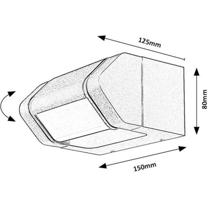 Rabalux - LED Ulkotila wall flexible kevyt LED/8W/230V IP54 antrasiitti