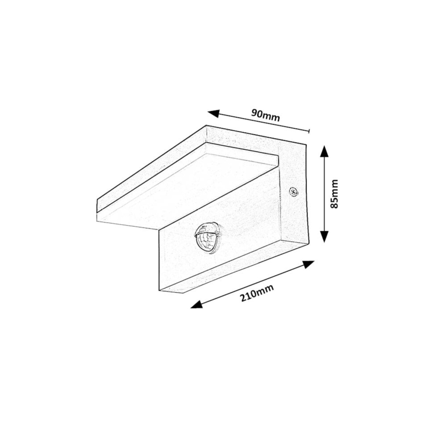 Rabalux - LED Ulkovalo anturilla LED/9W/230V 2700/4000/6500K IP54 musta