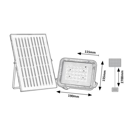 Rabalux - LED Solar valonheitin LED/6,5W/3,2V 3000/4000/6500K 1000mAh IP65