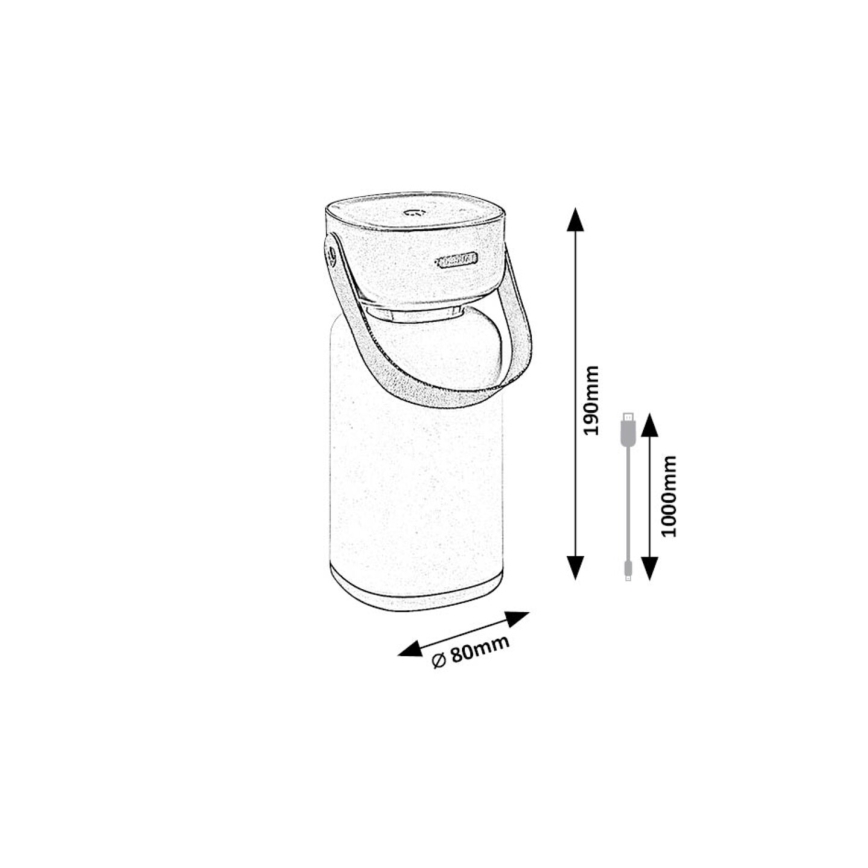 Rabalux - LED Himmennettävä ladattava ulkopöytävalaisin LED/3W/5V IP44 ruskea