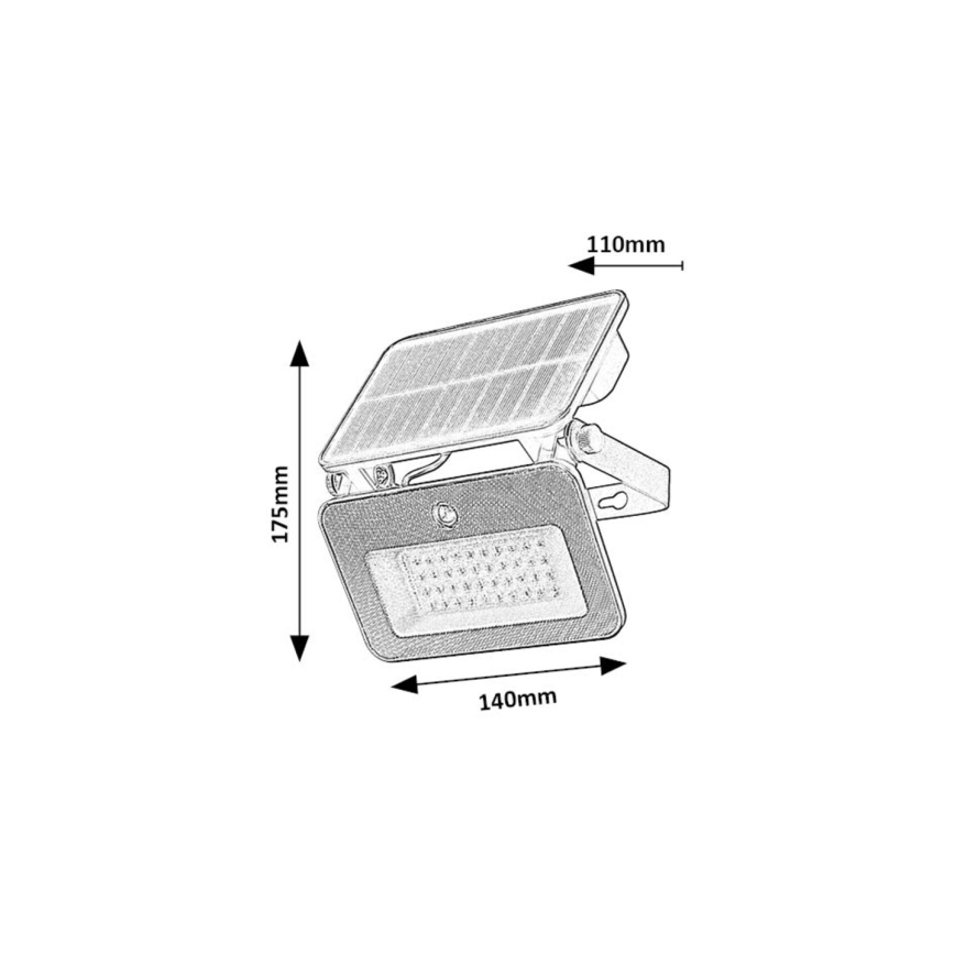 Rabalux - LED-aurinkovalonheitin anturilla LED/6W/3,7V 3000/4000/6500K IP65