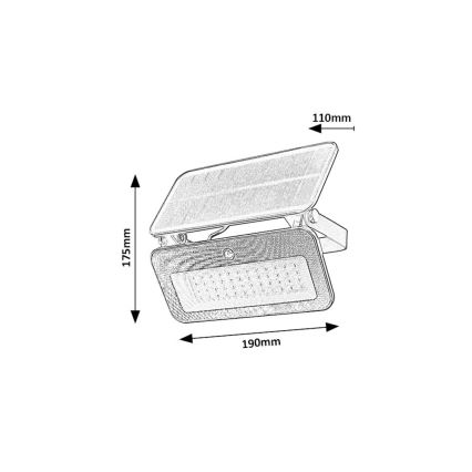 Rabalux - LED-aurinkovalonheitin anturilla LED/8W/3,7V 3000/4000/6500K IP65