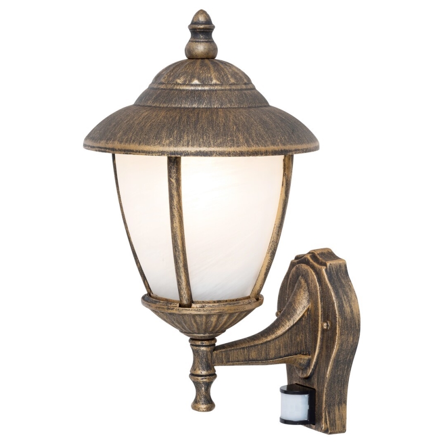 Rabalux - Ulkoseinävalaisin anturilla 1xE27/60W/230V IP43 kultainen