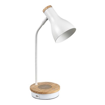 Rabalux - Himmennettävä kosketuspöytävalaisin langattomalla latauksella 1xE14/25W/230V kumipuu