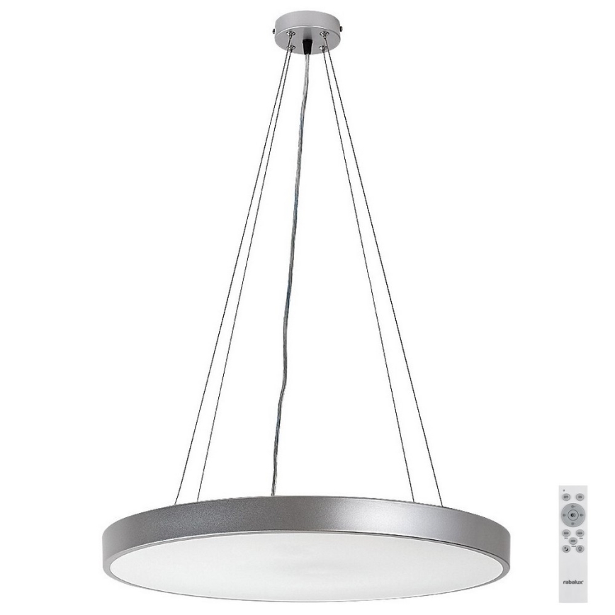 Rabalux - Himmennettävä LED-kattokruunu johdossa LED/60W/230V hopea 3000-6000K + kauko-ohjaus