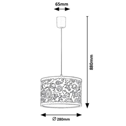 Rabalux - Lasten riipuskattokruunu johdossa 1xE27/40W/230V sininen