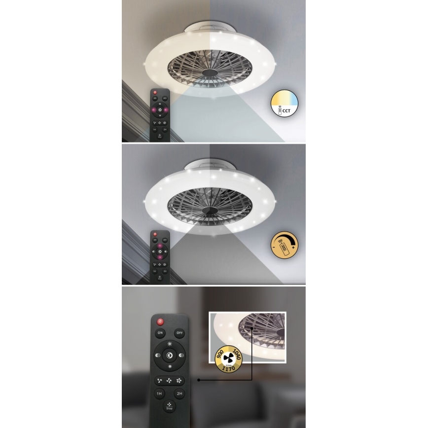 Rabalux - LED-himmennettävä kattovalaisin tuulettimella LED/30W/230V + RC