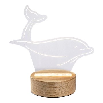 Rabalux - LED Lasten pöytävalaisin LED/2W/5V 3000K delfiini koivu